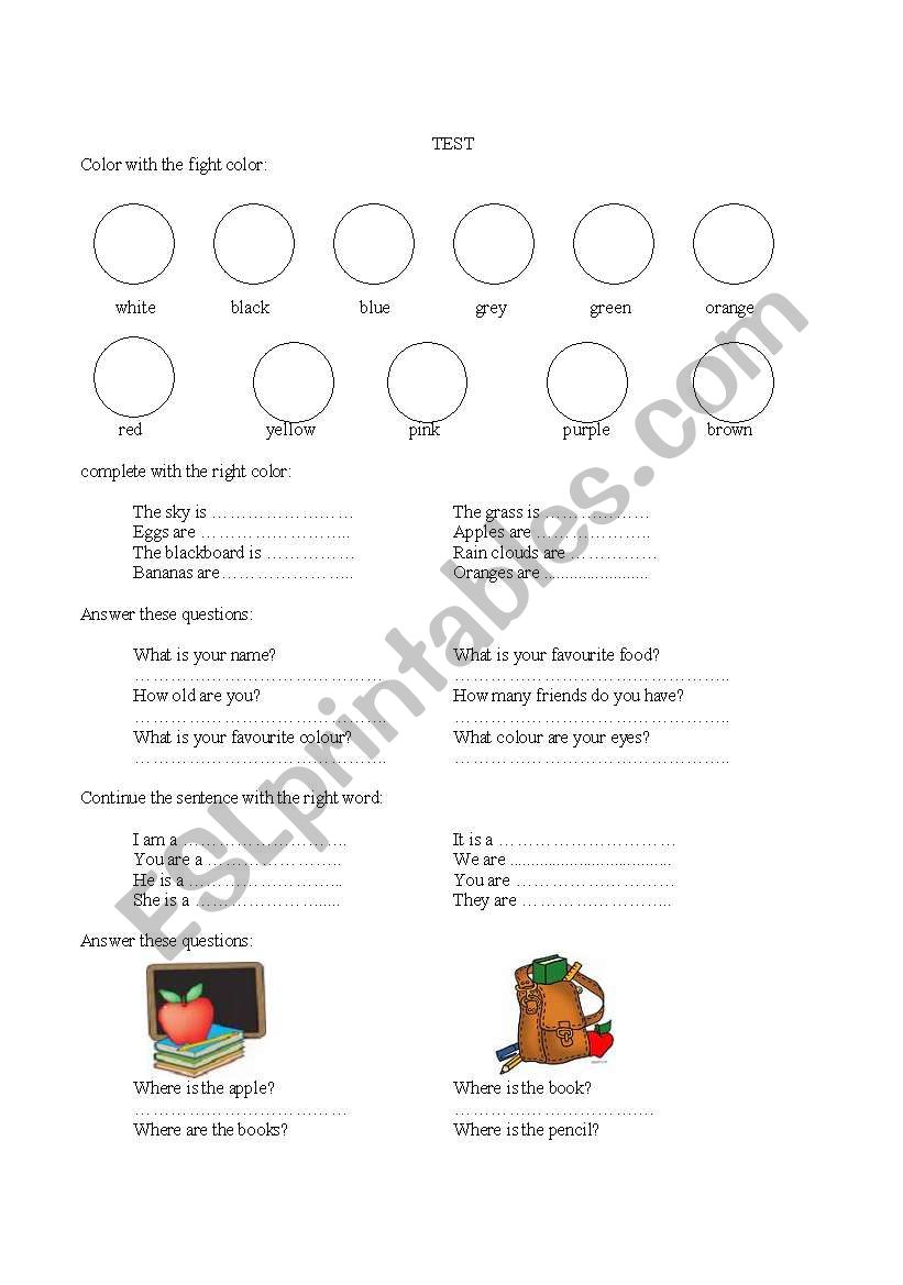 test paper worksheet