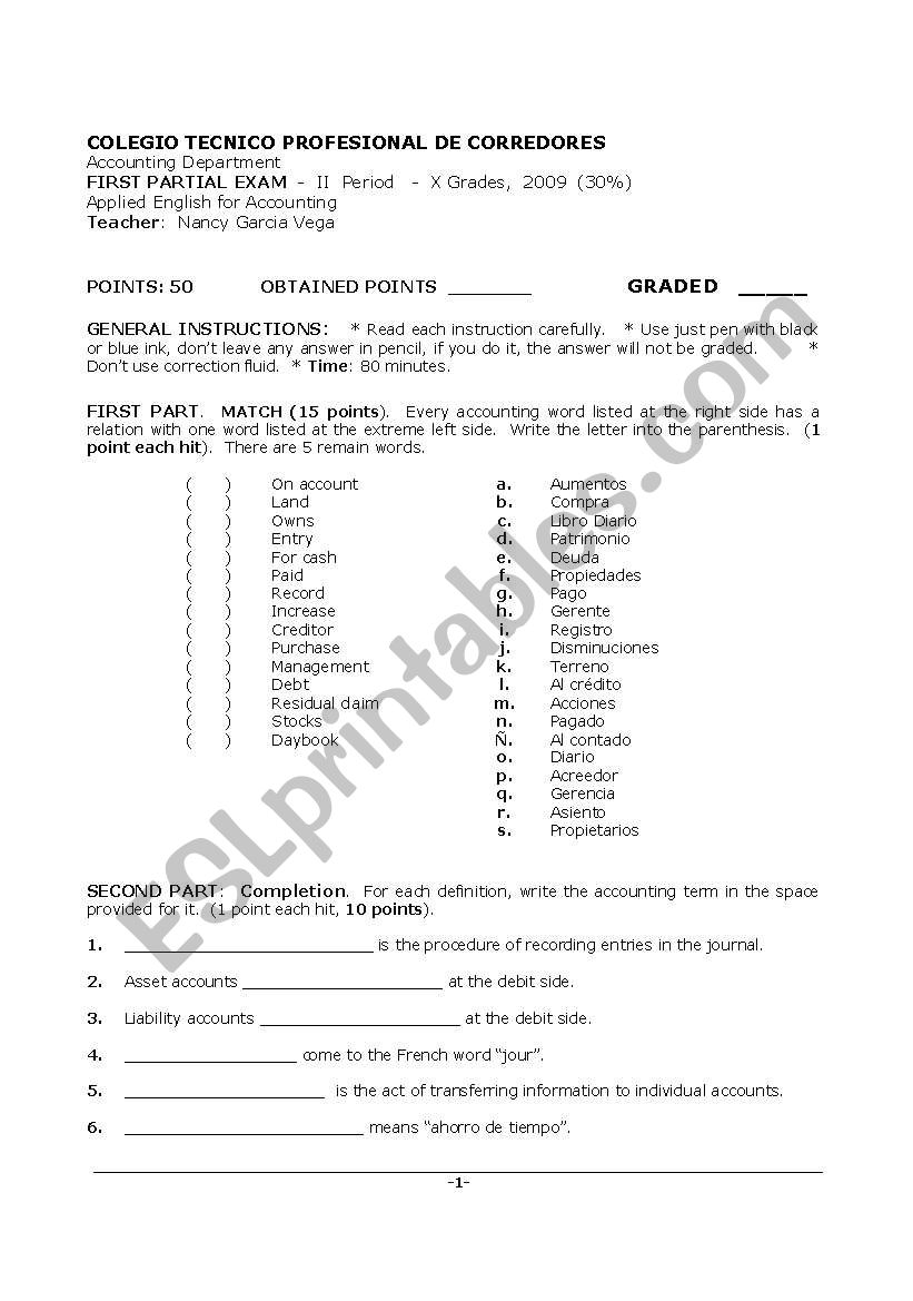 accounting test worksheet