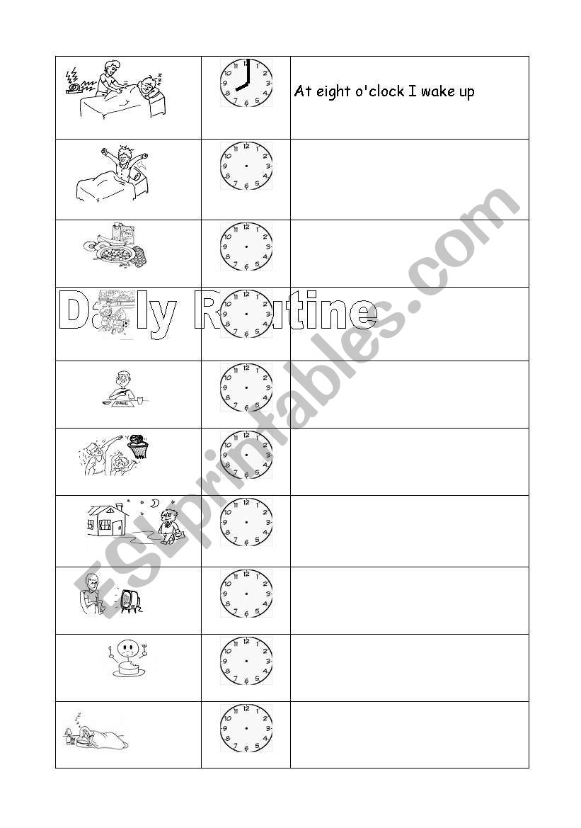 Daily Routine Worksheet worksheet