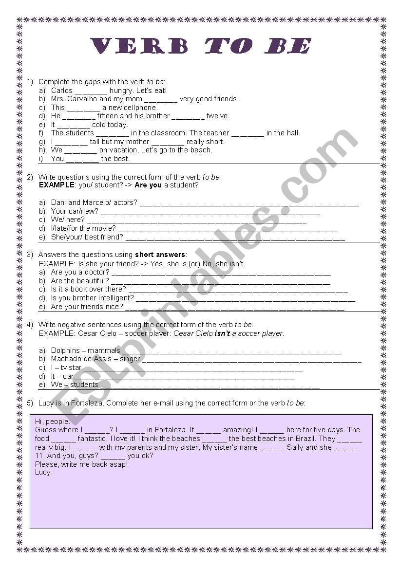 Verb to Be - Review worksheet
