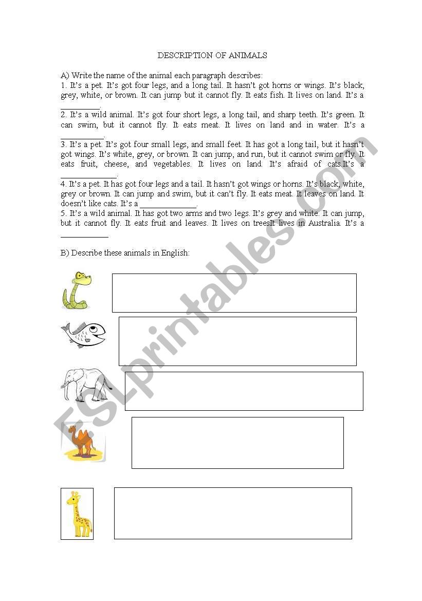 Describing farm and wild animals