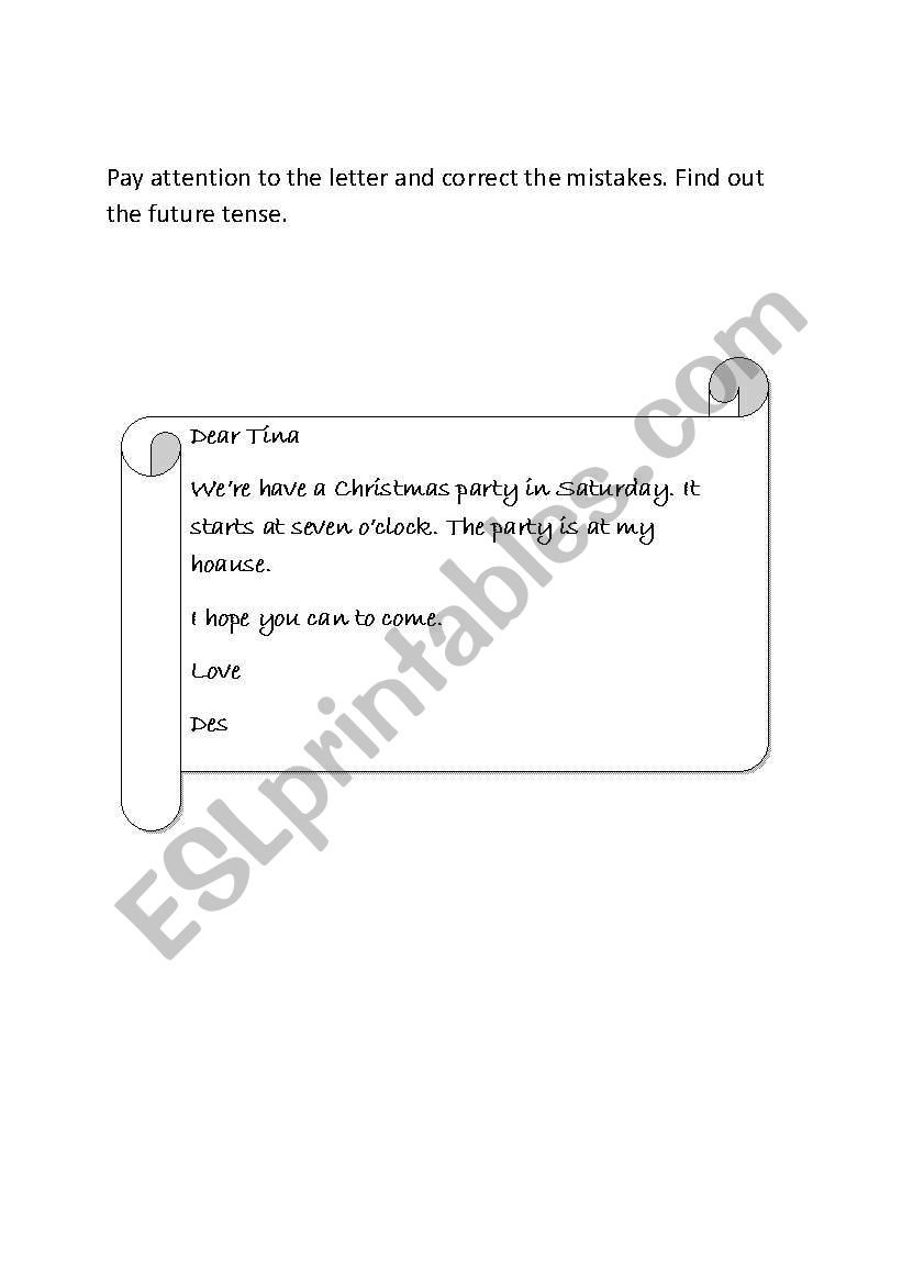 Usage of the future form worksheet