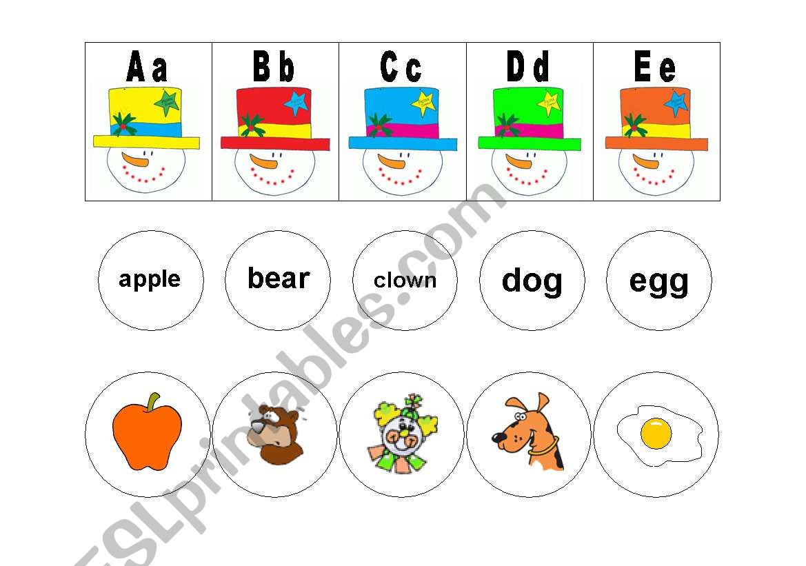 SNOWMAN ALPHABET MATCH PART 1 worksheet