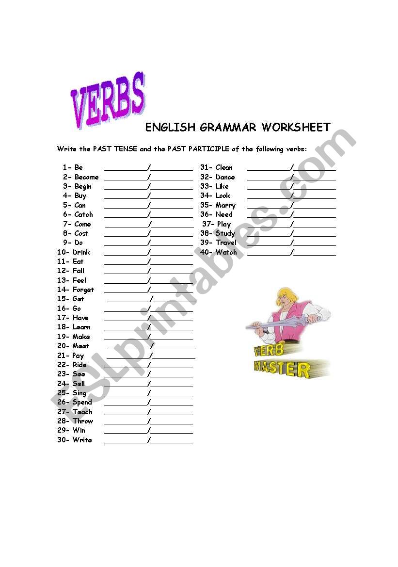 Verbs worksheet