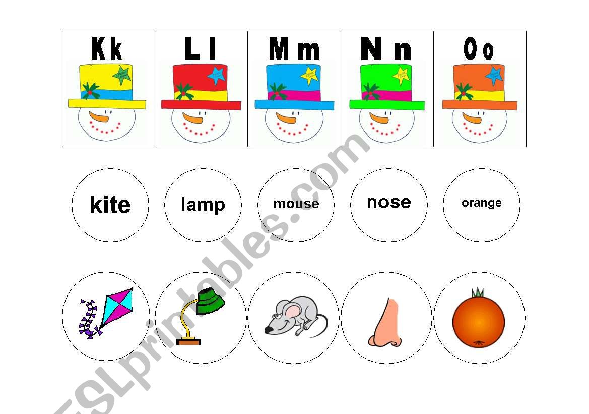 SNOWMAN ALPHABET MATCH PART 2 worksheet