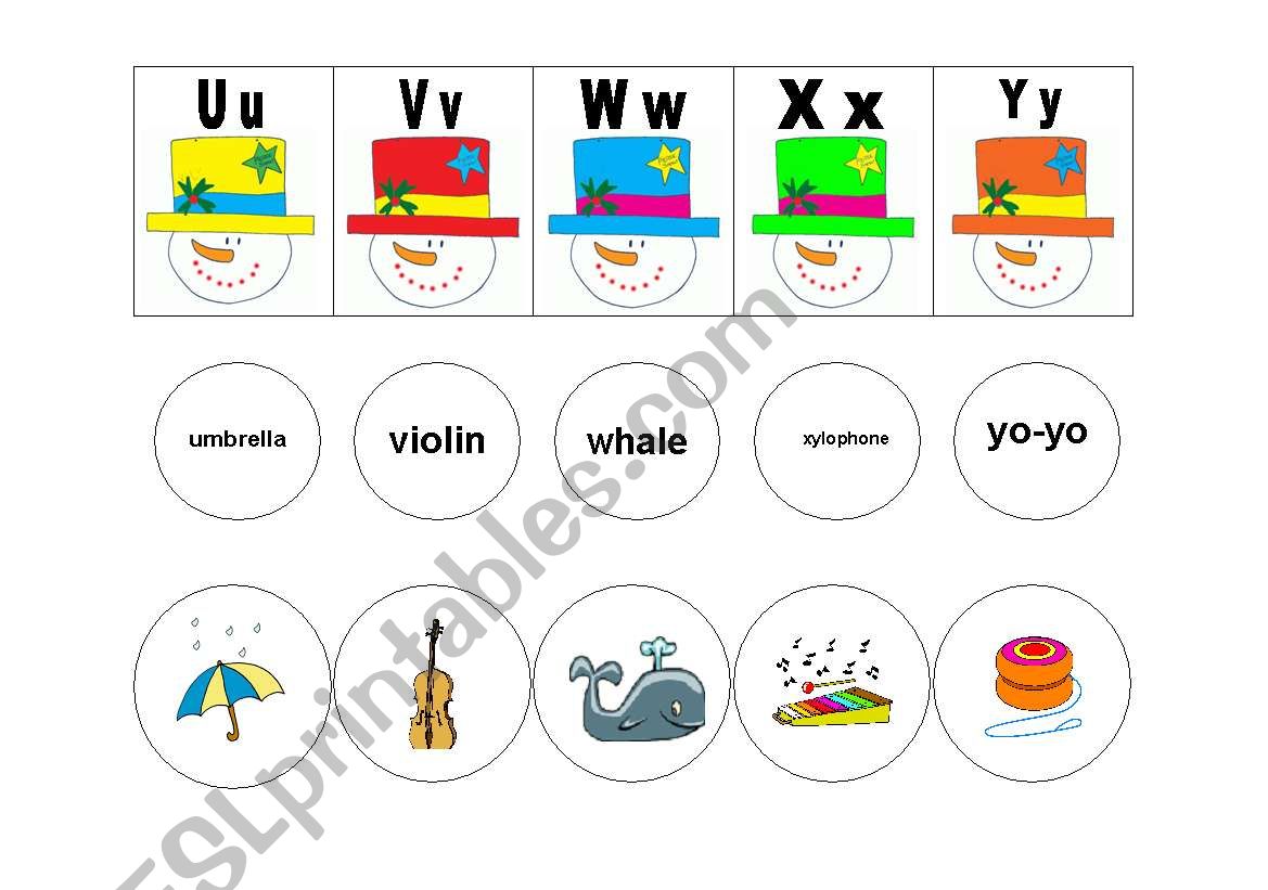 SNOWMAN ALPHABET MATCH PART 3 worksheet