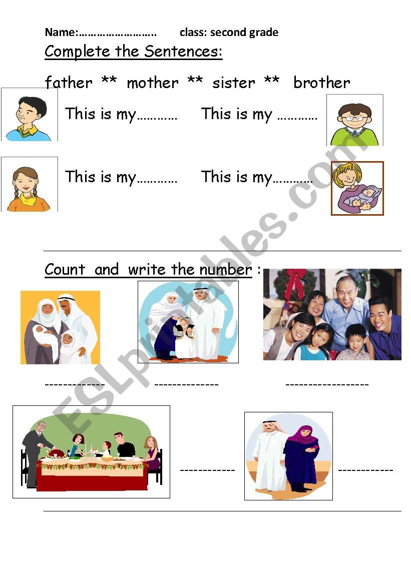 family words worksheet