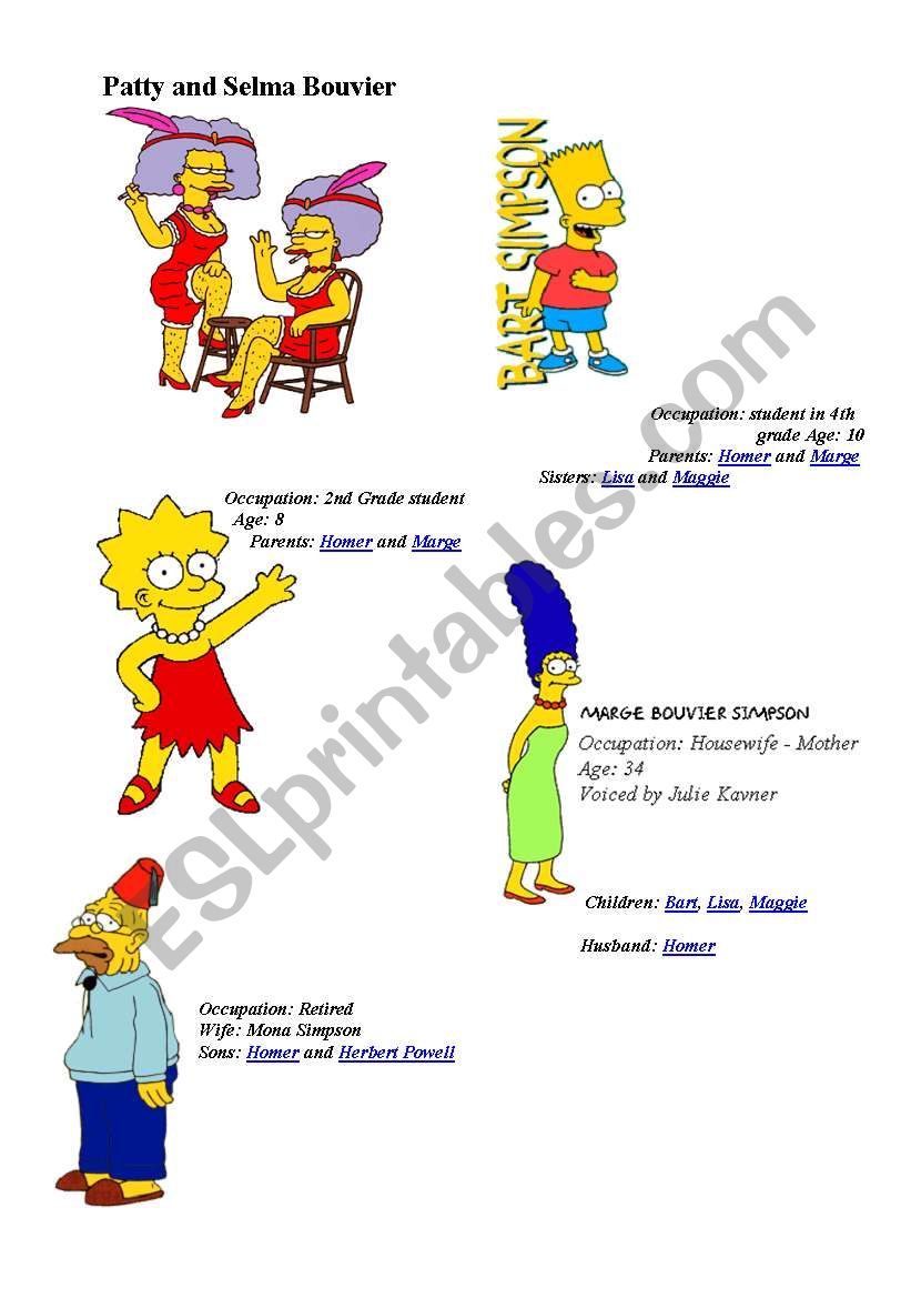 The Simpsons worksheet