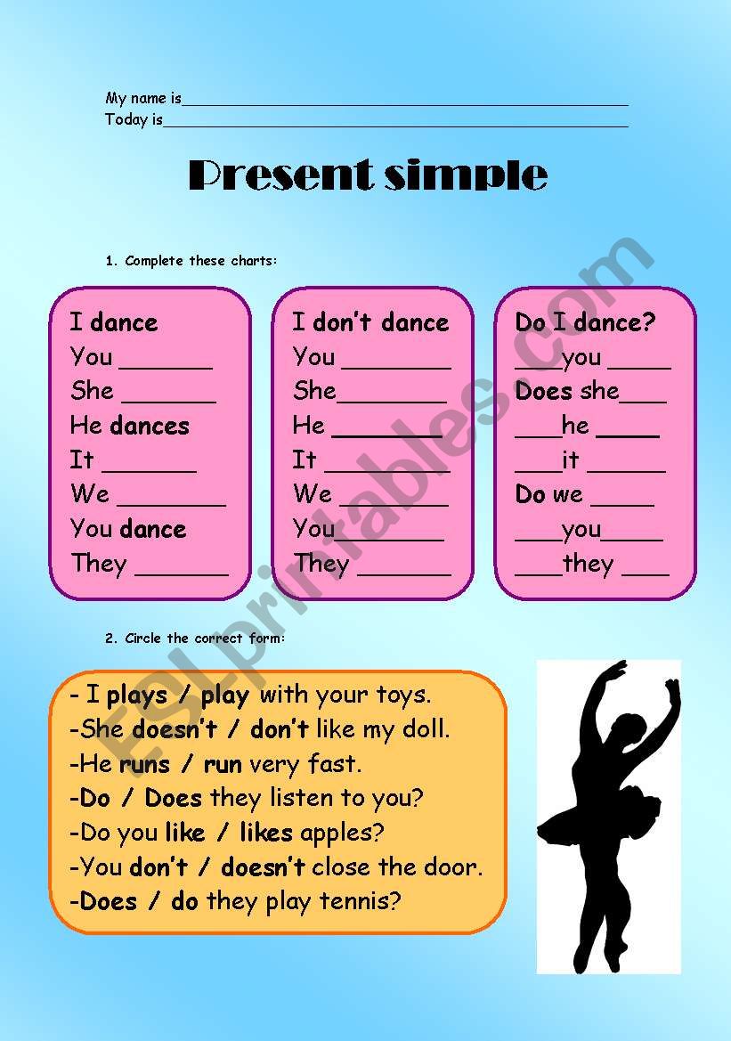 Present simple worksheet