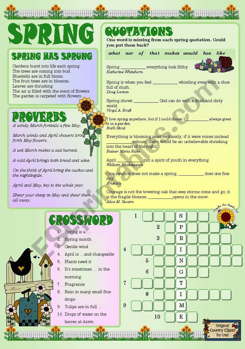 Spring worksheet