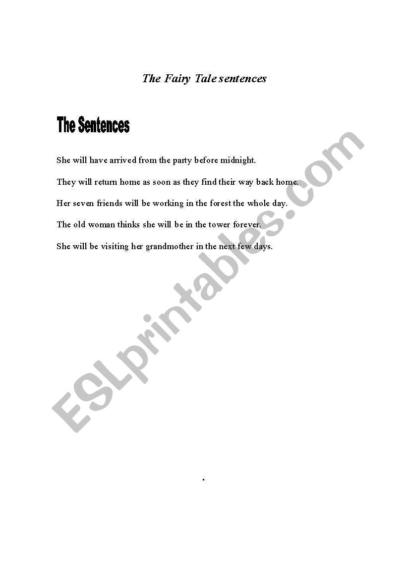Future by using fairy tales worksheet