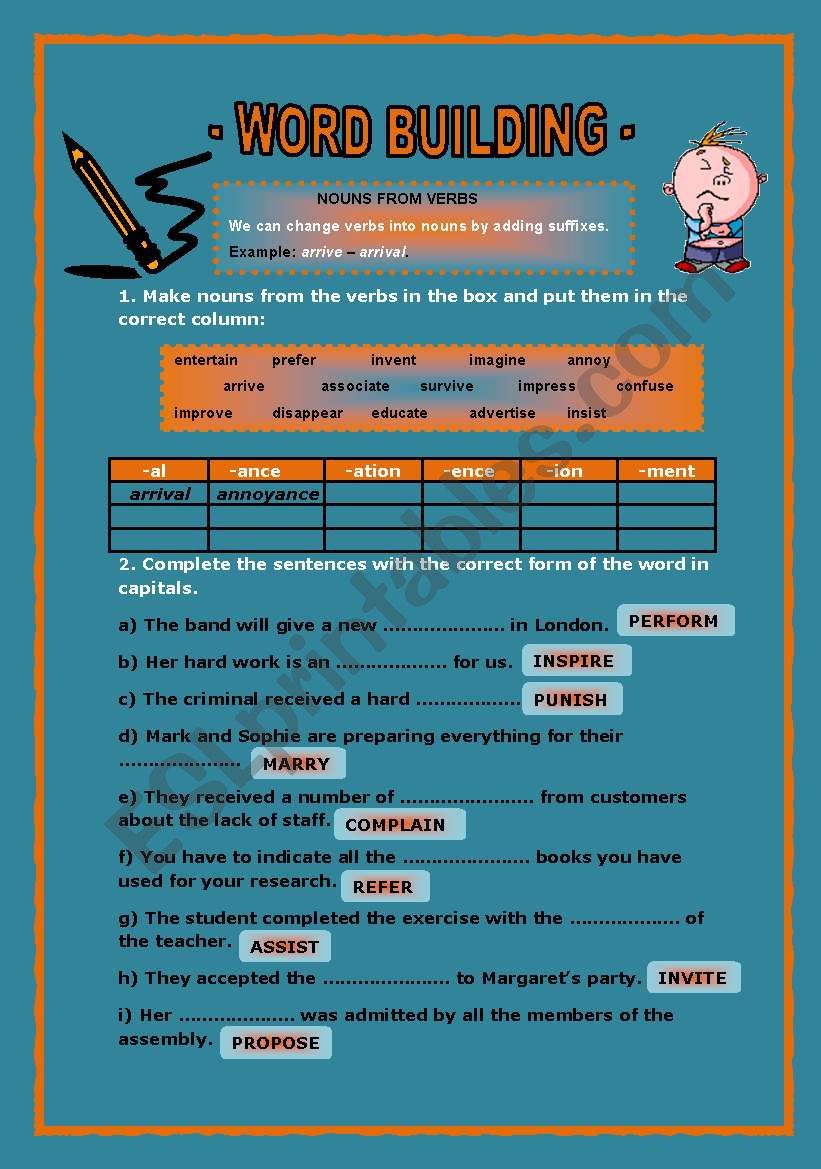 Word Building worksheet