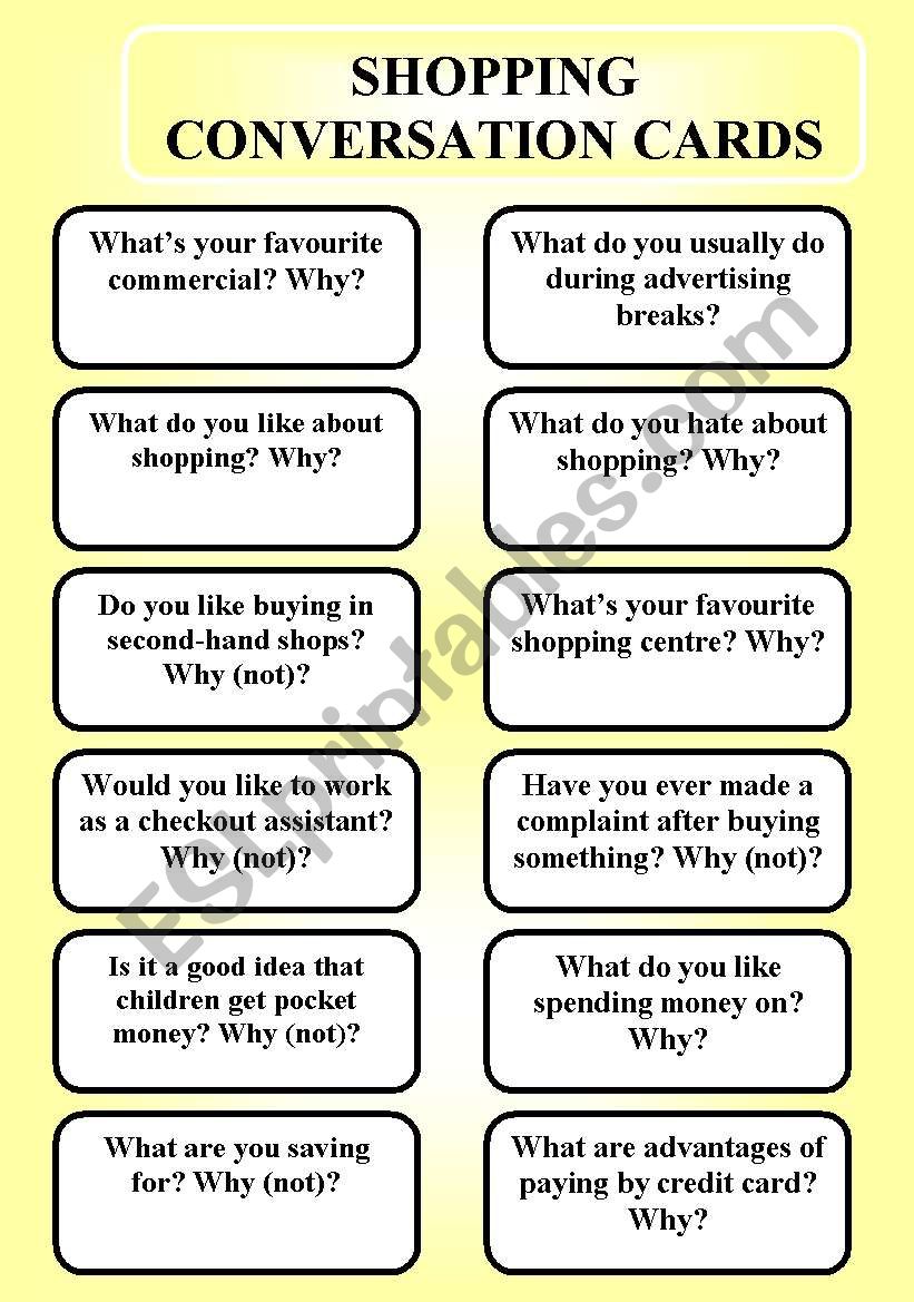Shopping - conversation cards (editable)