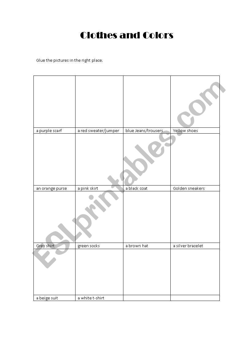 Clothes and Colours worksheet