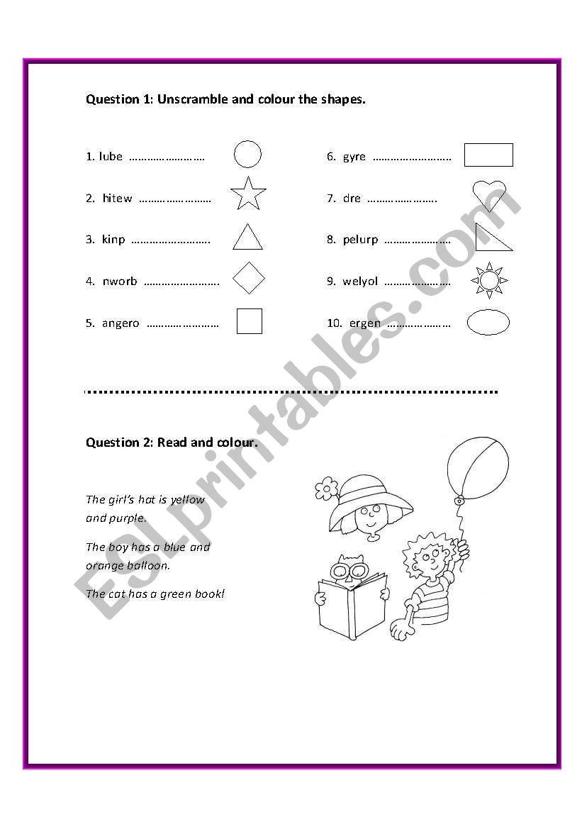 colours 1 worksheet