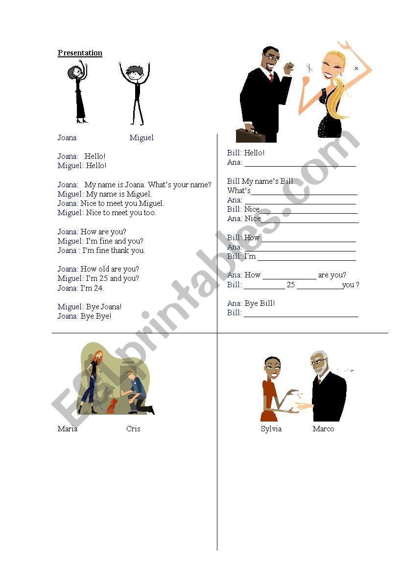 presentation/greetings worksheet