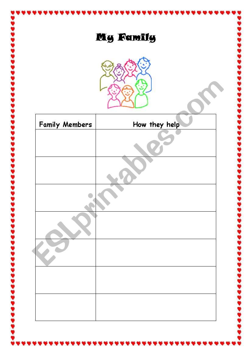 Helping My Family worksheet