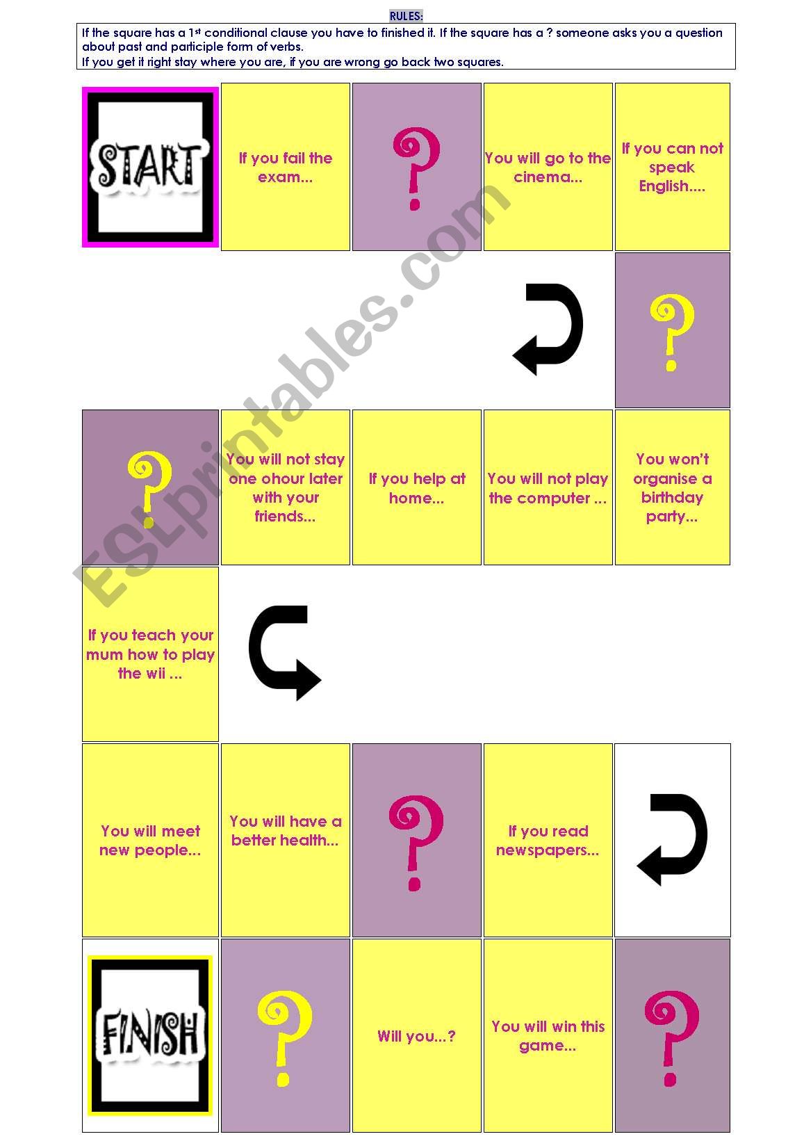 CONDITIONAL GAME BOARD worksheet