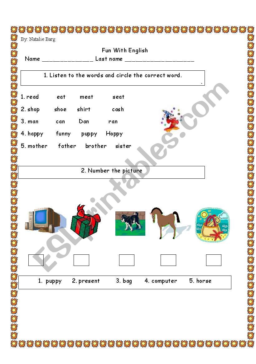 Test for 3rd grade  worksheet