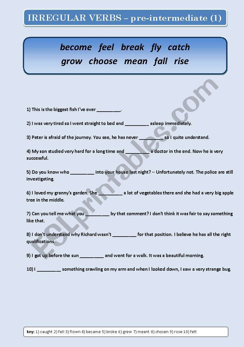 IRREGULAR VERBS (2/4) pre-intermediate (5 pages)