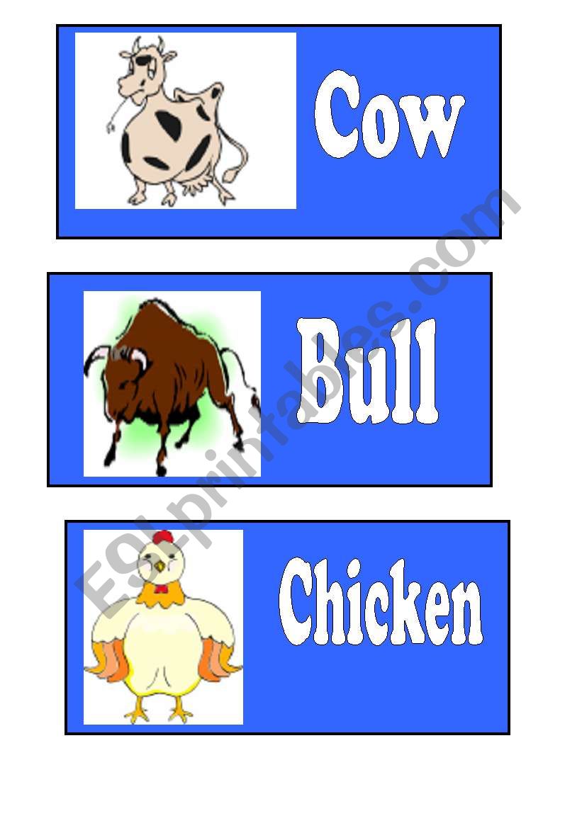 Farm Animals  Flash Cards worksheet