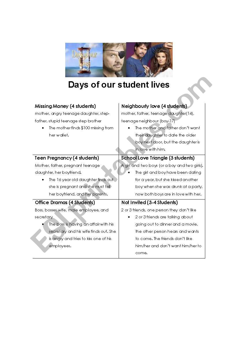 Soap Opera Roleplay- Days of our student lives