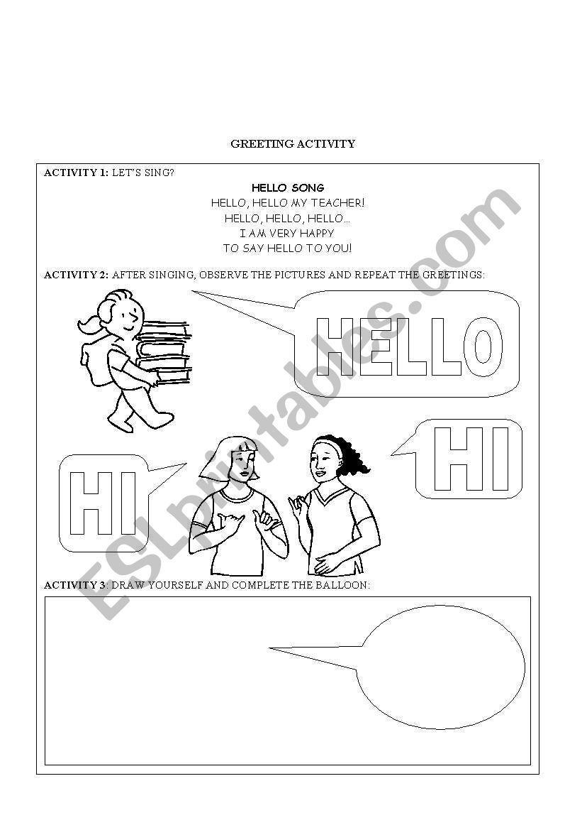 Greetings activity worksheet