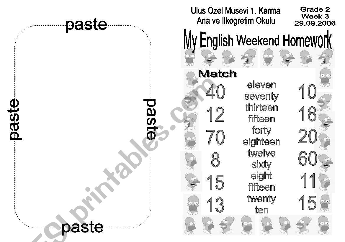 Numbers worksheet