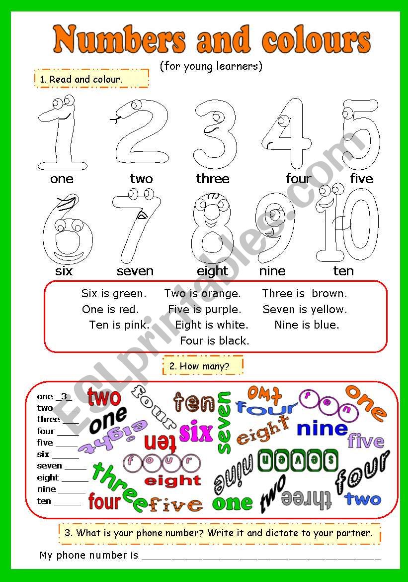 NUMBERS AND COLOURS. 4 PAGES (12 ACTIVITIES)