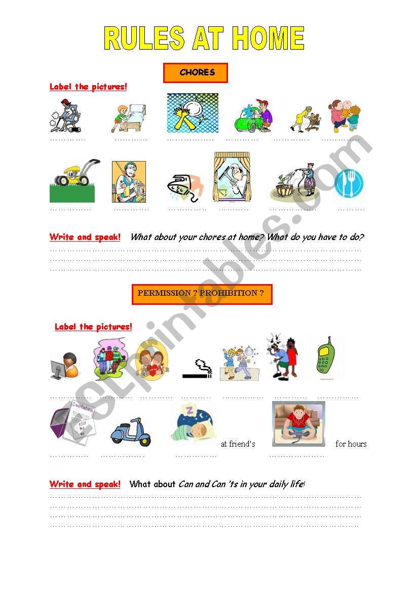 Rules at home worksheet