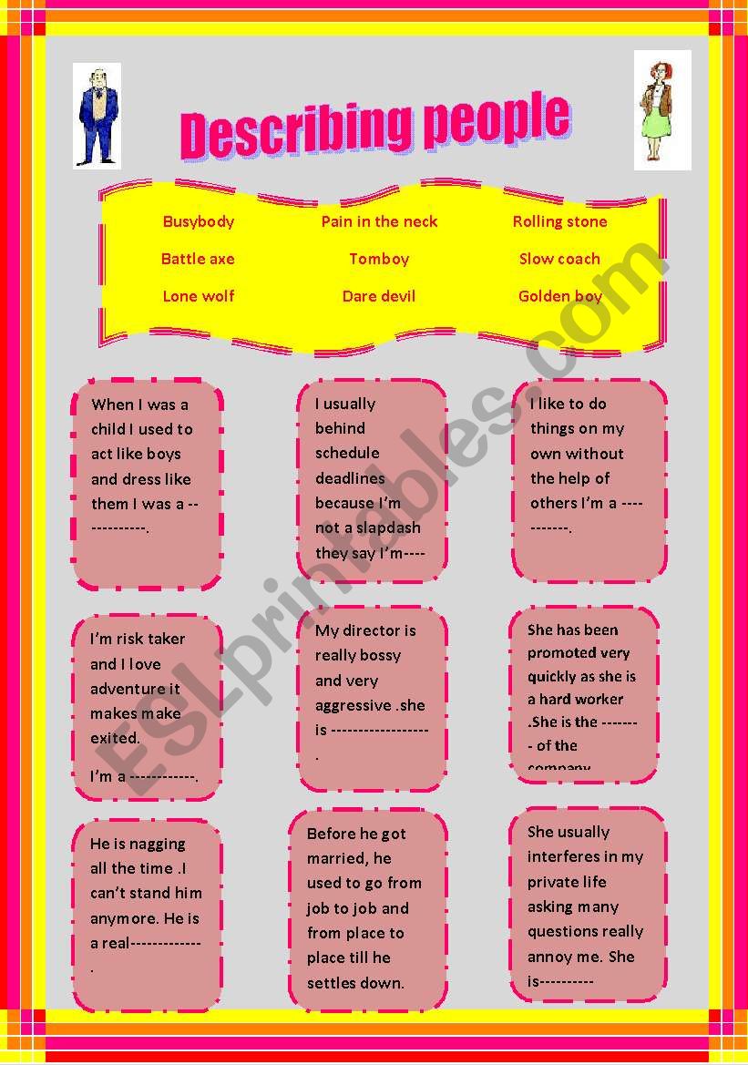 Describing people worksheet