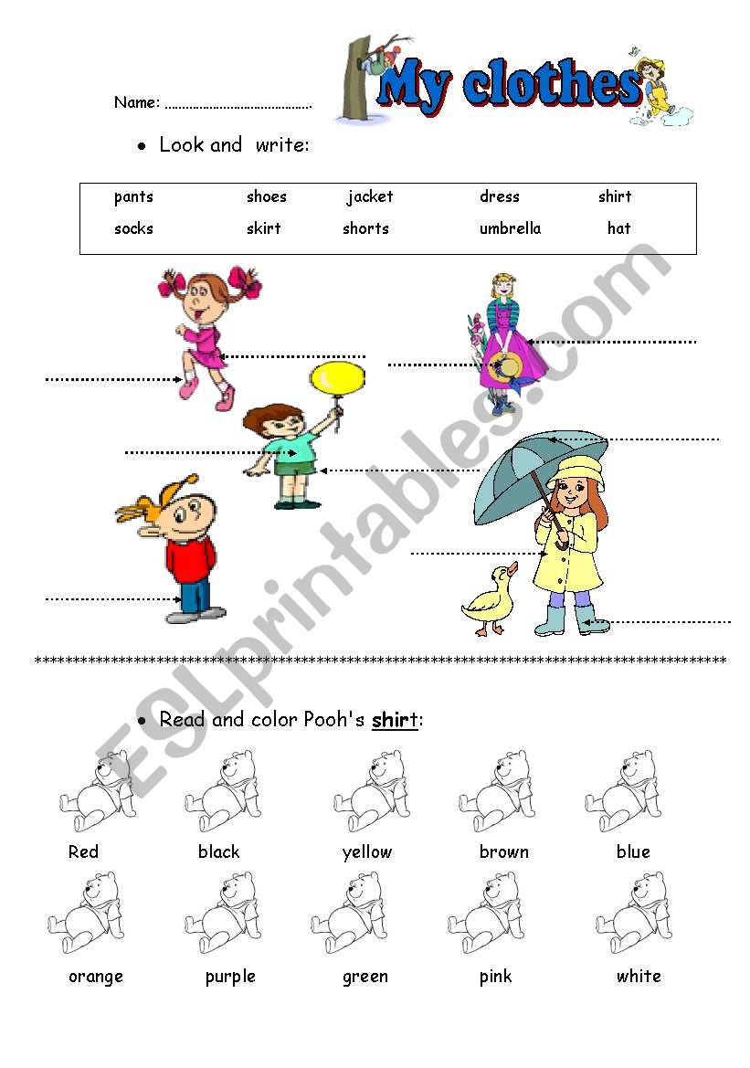 clothes and colors worksheet