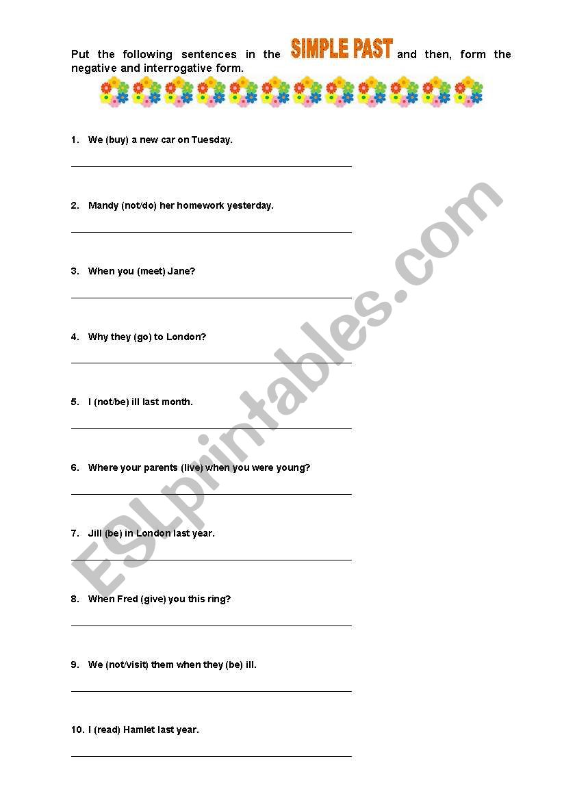 Simple Past - Negatives and Interrogatives