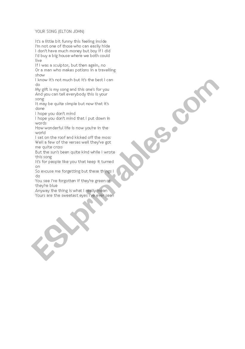 Hand in my pocket worksheet