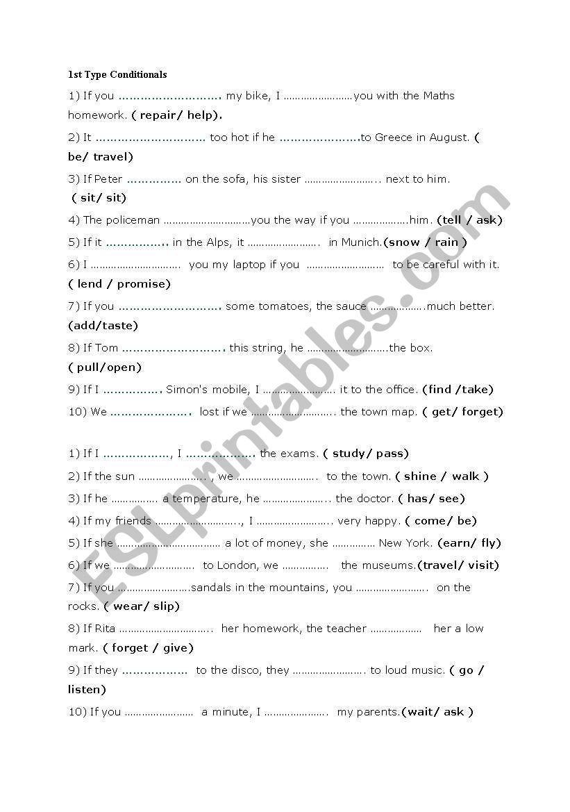Conditional sentences worksheet