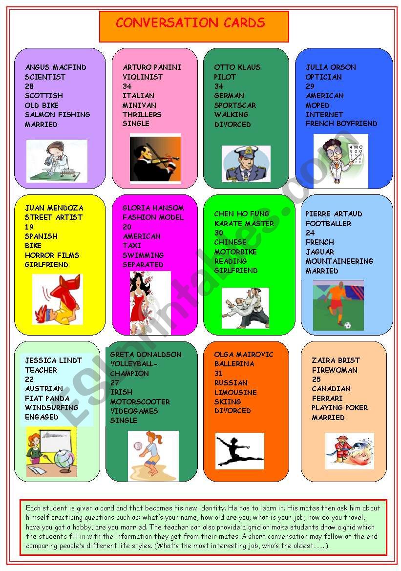 CONVERSATION CARDS worksheet