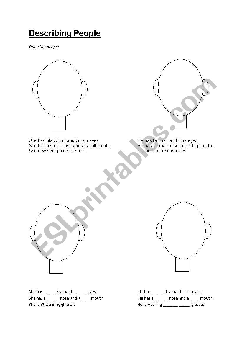 Describing People worksheet