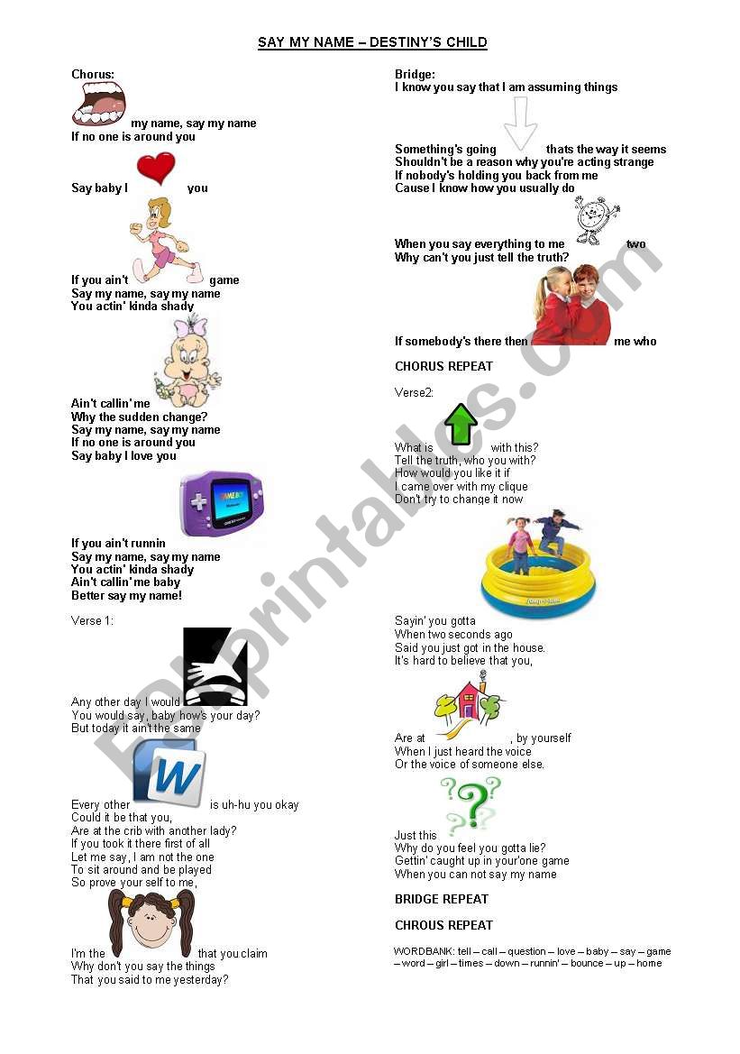 Say My Name - DestinyÂ´s Child Song