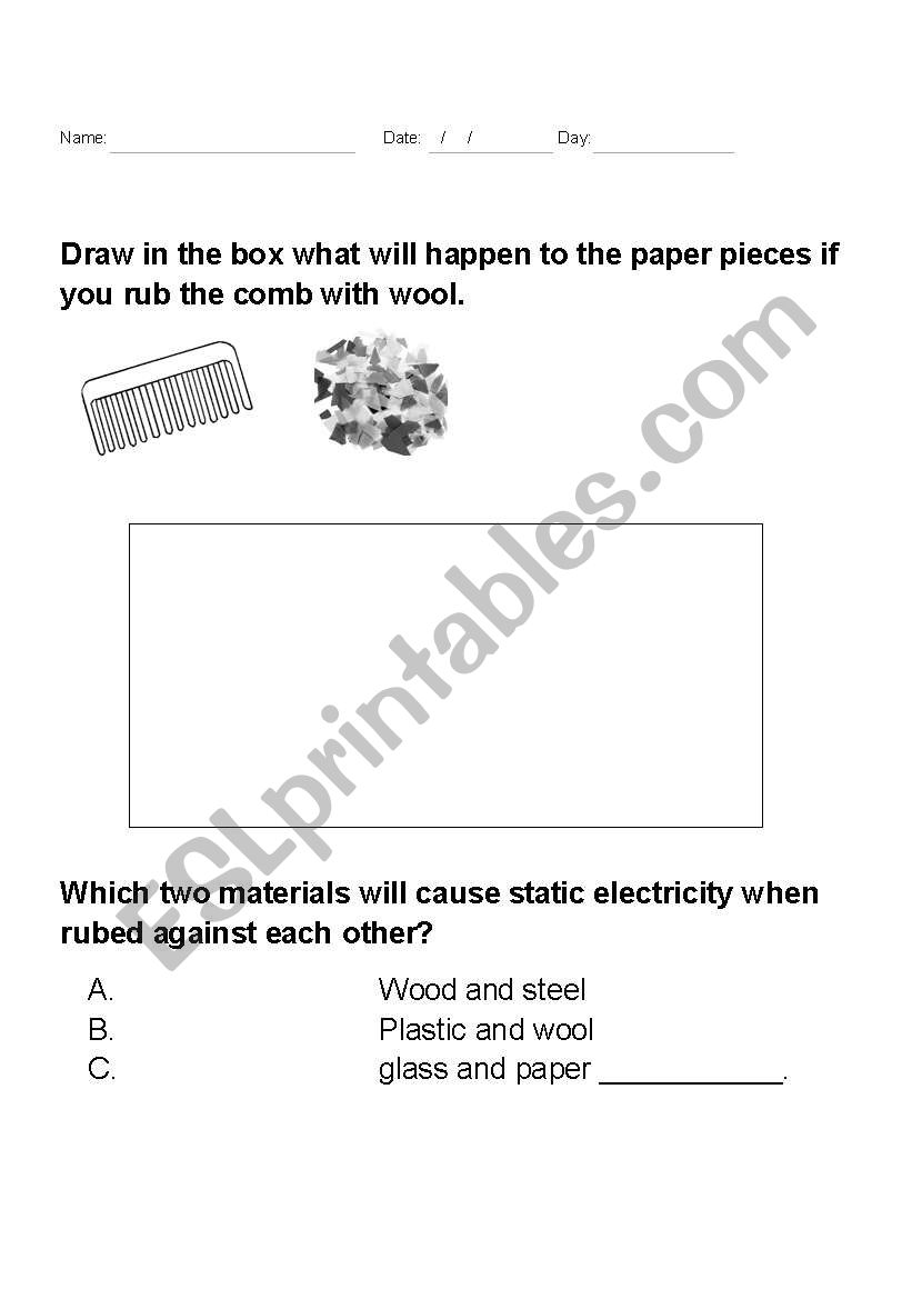 static electricity worksheet