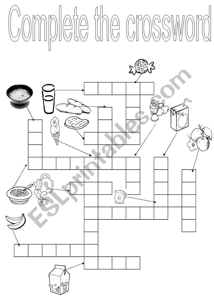 food crossword worksheet