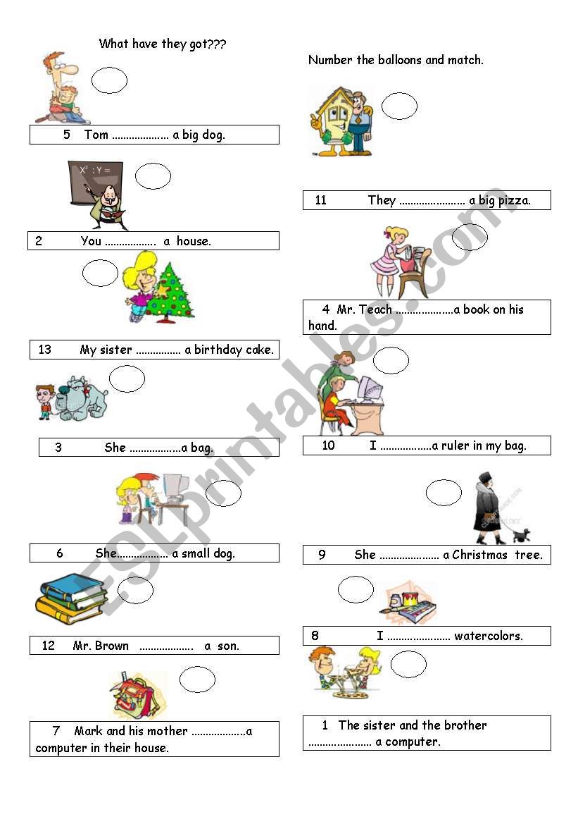 have got-has got worksheet