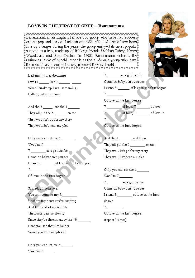 Love in the first degree worksheet