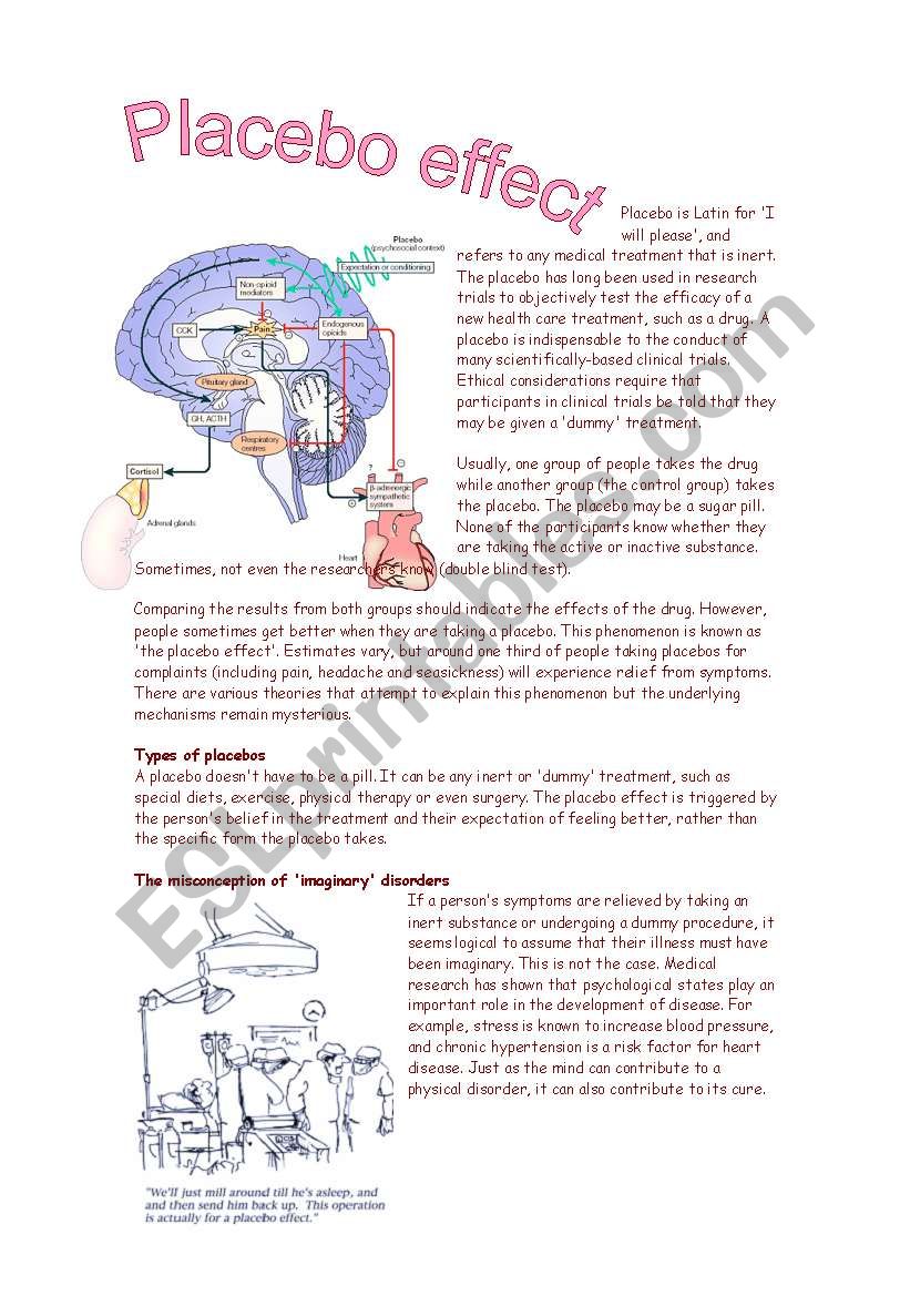 Placebo effect reading worksheet