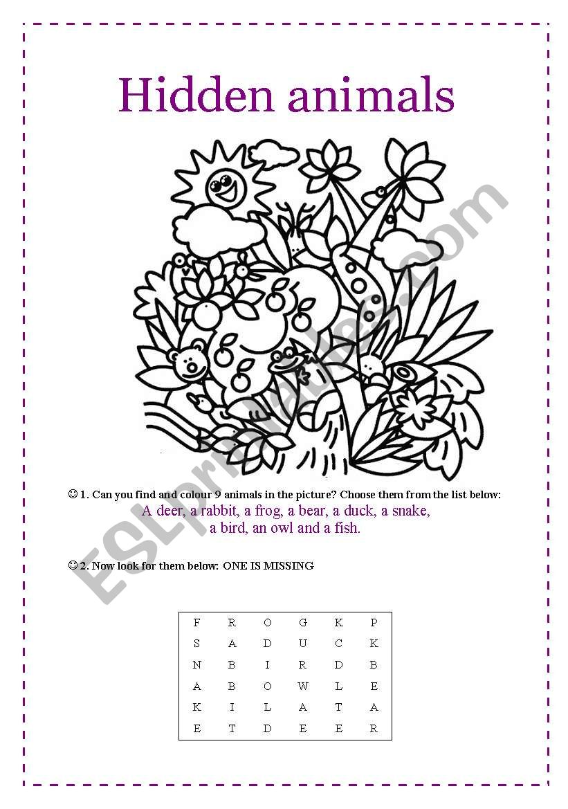 hidden animals worksheet