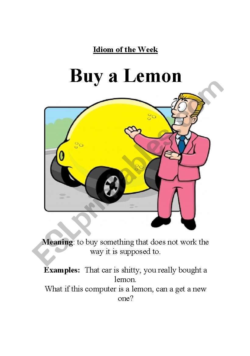 Buy  a Lemon worksheet