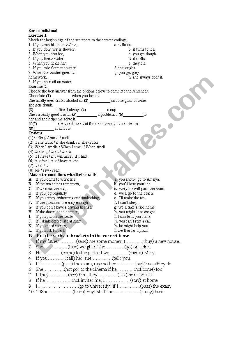 First conditional worksheet