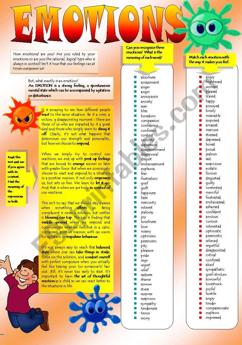 EMOTIONS (Part I) worksheet