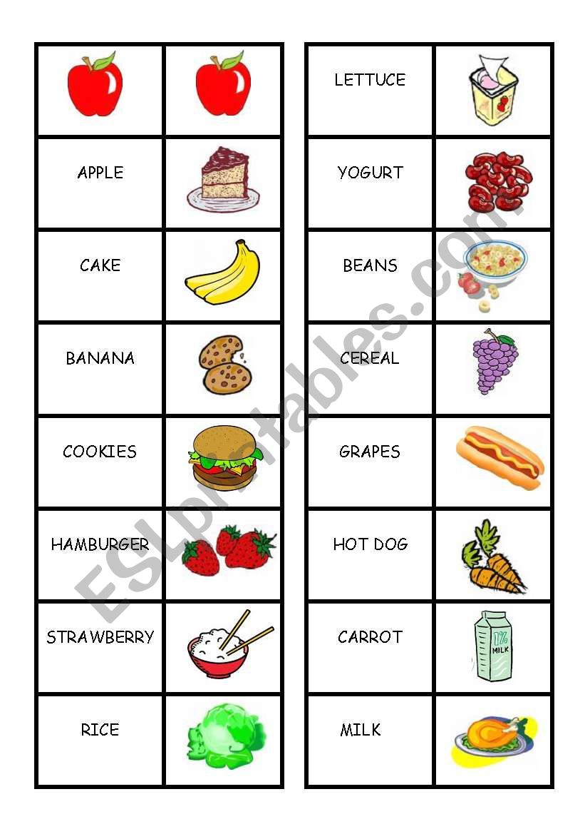 FOOD DOMINOES worksheet