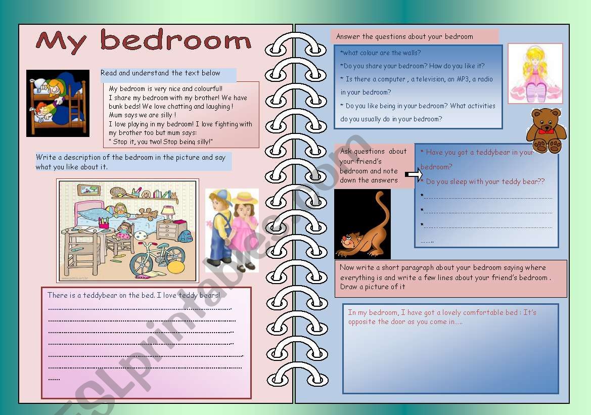 My bedroom Read/ speak / draw /write... A fun ws about a traditional topic