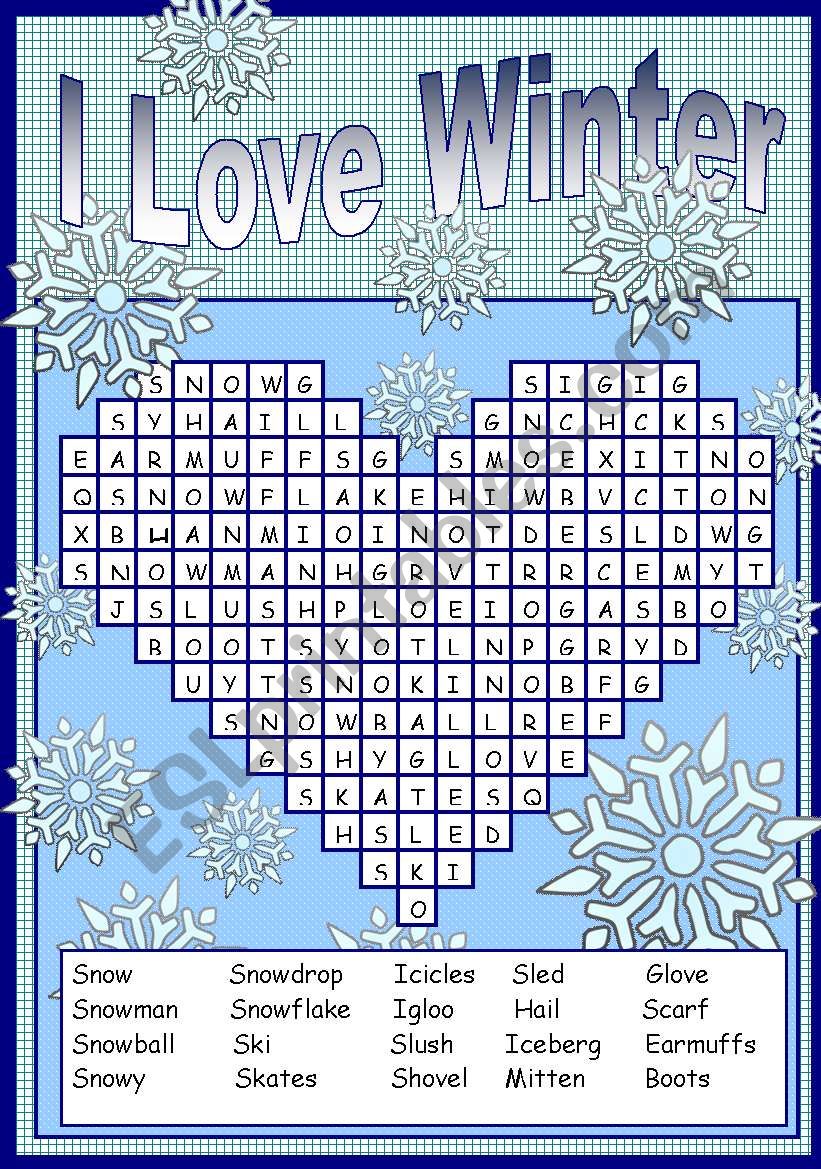 I LOVE WINTER PUZZLE  worksheet